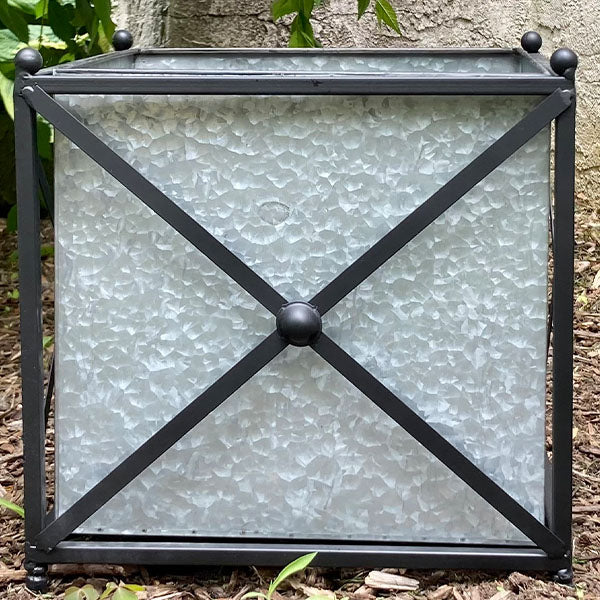 LARGE Galvanized Metal Cross Frame Planters, Set of 3