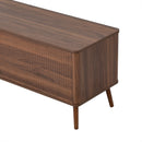 Fluted TV Stand With Storage Drawers And Cabinets For TVs Up To 80", Soft-Close Hinges, Cable Management - Walnut by HouseOfZazla