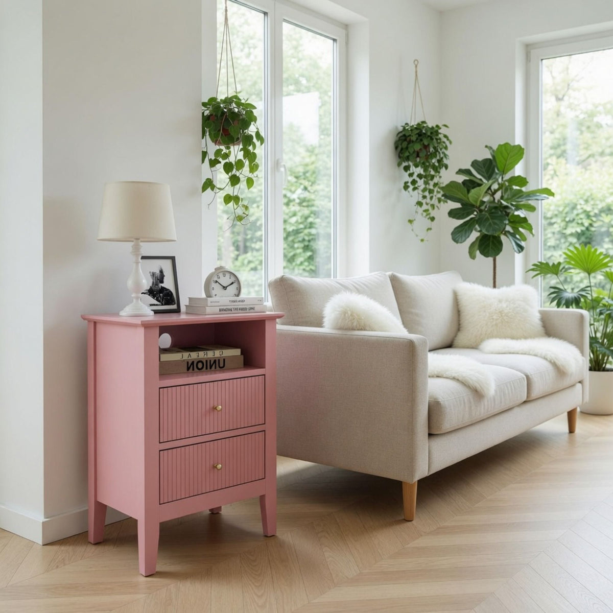 Fluted Nightstand With 2 Drawers, photo 39 of 40
