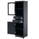 Tall Bathroom Storage Cabinet With Glass Doors, Free-Standing, Two Drawers, And Adjustable Shelves, Board, Painted Perfect For Displaying Your Favorite Items by HouseOfZazla