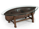 Beaufort - Oval Cocktail Table With Base And Glass Top - Dark Oak