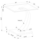 Terrell - Satin Rectangular Glass Top End Table - Silver