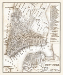 Vintage Map of New York City, New York 1837