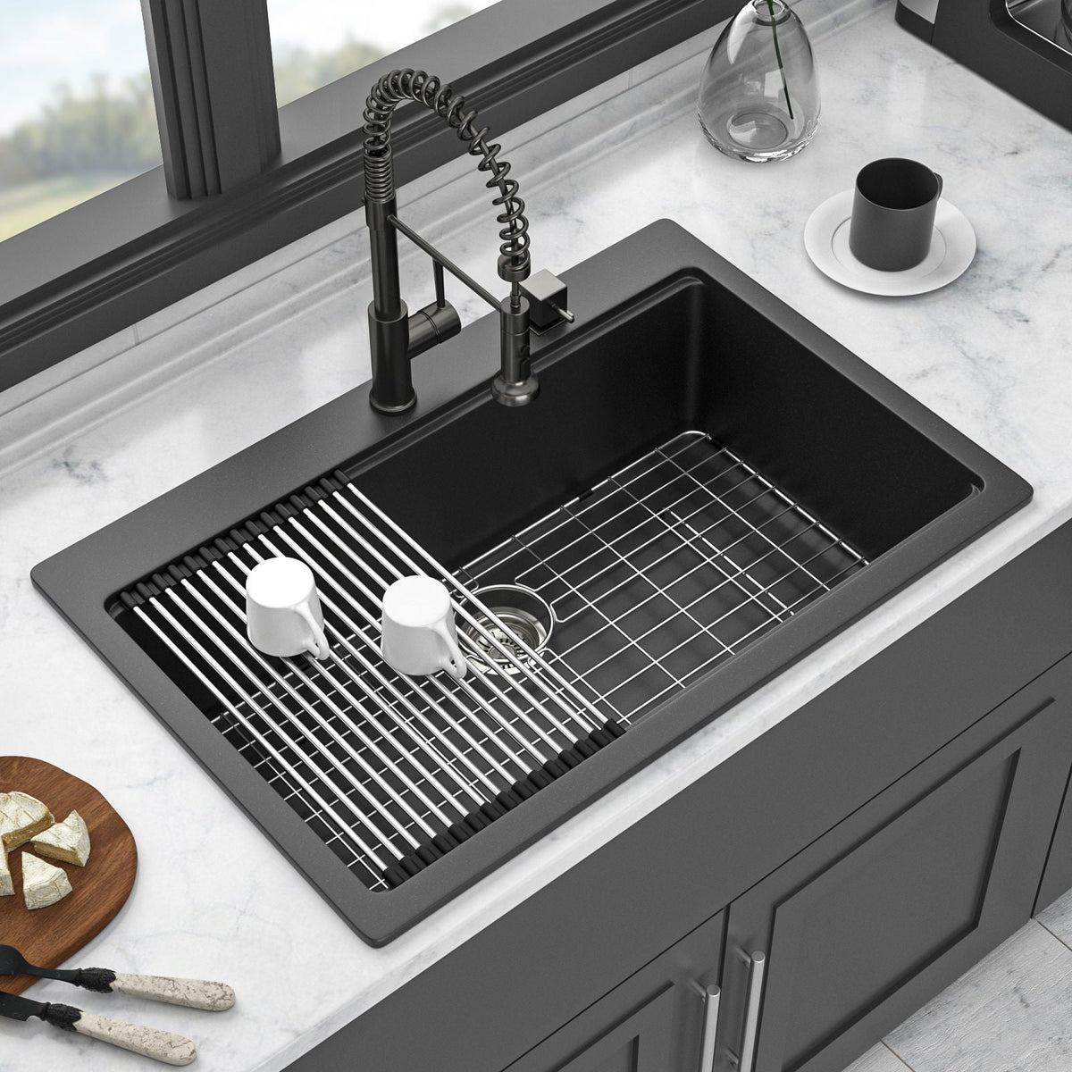 Granite Composite Quartz Kitchen Sink With Workstation Features And Drop In Design, photo 7 of 16