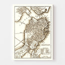 Vintage Map of Boston, Massachusetts 1844