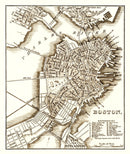 Vintage Map of Boston, Massachusetts 1844