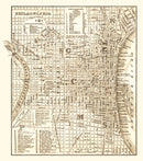 Vintage Map of Philadelphia, Pennsylvania 1844