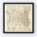 Vintage Map of Philadelphia, Pennsylvania 1844