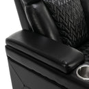 270 Degree Swivel PU Leather Power Recliner Individual Seat Home Theater Recliner with Comforable Backrest, Tray Table, Phone Holder, Cup Holder, USB Port, Hidden Arm Storage for Living Room, Black