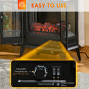 29" Electric Fireplace Heater, Freestanding Fire Place Stove with Realistic LED Log Flames and Overheating Safety Protection, 1400W, Black