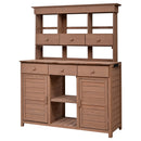 Topmax 65.7'' Tall Garden Potting Bench Table with Hutch