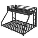 Metal Twin XL over Queen Bunk Bed for Teens and Adults,Noise Reduced/No Box Spring Needed, Black