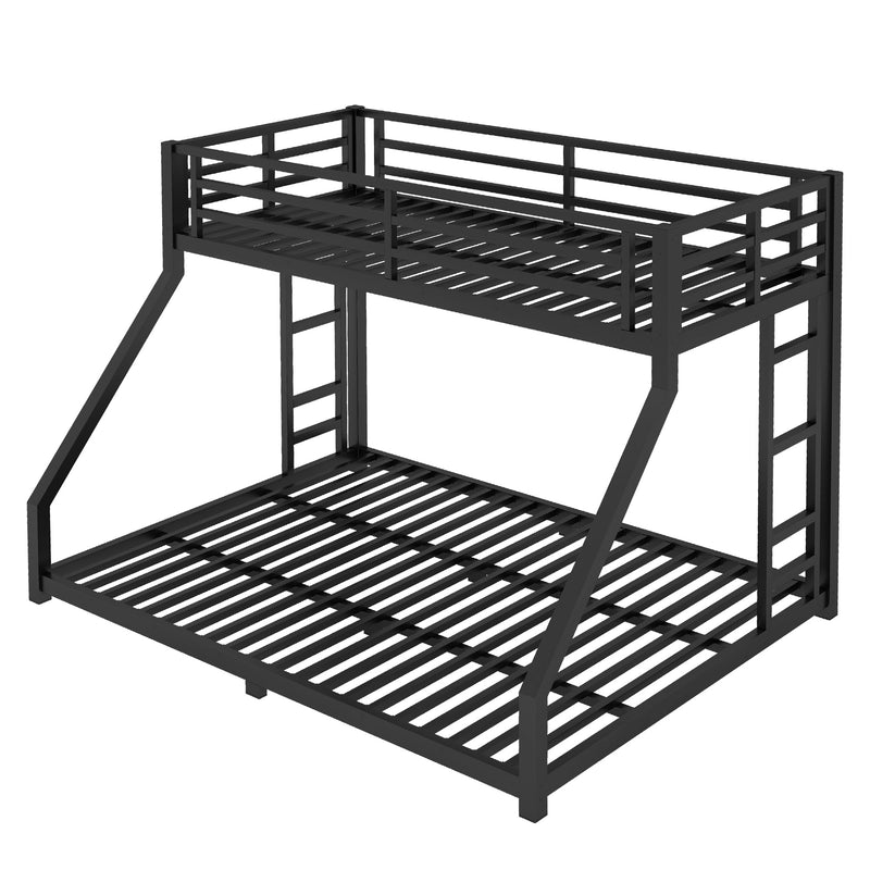 Metal Twin XL over Queen Bunk Bed for Teens and Adults,Noise Reduced/No Box Spring Needed, Black