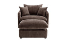 46.1" W Upholstered Oversized Swivel Accent Chair with Ottoman