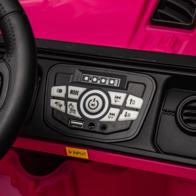 24V Ride On Large PickUp Truck car for Kids,ride On 4WD Toys with Remote Control,Parents Can Assist in Driving,Bluetooth music version,Pickup truck design with spacious storage in the rear.