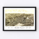 Vintage Map of Bellows Falls, Vermont 1886