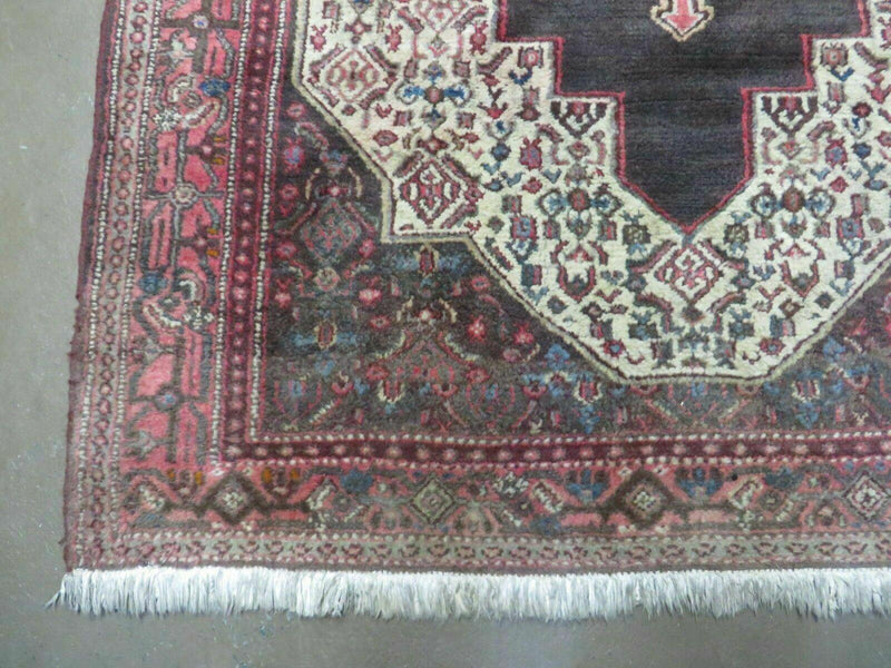4' X 5' Antique Handmade India Floral Oriental Wool Rug Brown Vegetable Dyes