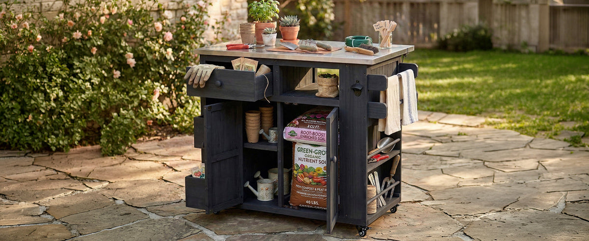 TOPMAX Outdoor Solid Wood Extendable Kitchen Island, photo 4 of 10