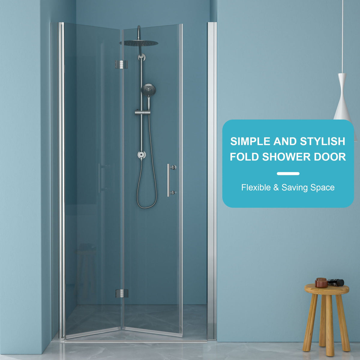 Fold Frameless Shower Door With Tempered Glass, photo 10 of 40