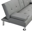 Sofa Bed With Armrest Two Holders Wood Frame, Stainless Leg Futon - Gray by HouseOfZazla