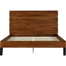 Mid-Century Modern Solid Wood Bed Frame Queen Size Platform Bed with Six-Piece Headboard Design, No Box Spring Needed, Brown