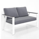 All Weather Patio Loveseat With Armrests & Angled Backrest - White / Gray by HouseOfZazla