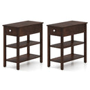 3-Tier Narrow End Table with Drawer and Storage Shelves Set of 2 by LJGDeals