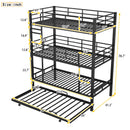 Triple Bunk Bed With Trundle, Heavy Duty Steel Construction by HouseOfZazla