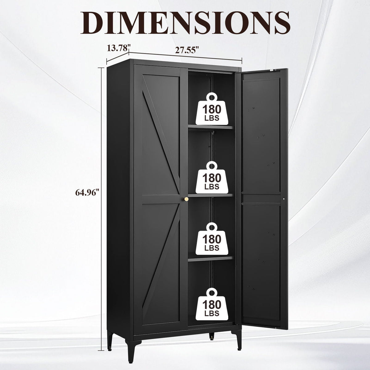 Adjustable 2 Door Kitchen Pantry Cabinet With Striped Design, photo 6 of 8