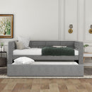 Upholstered Twin Size Daybed With Trundle, Padded Back And Sides - Gray by HouseOfZazla