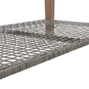 4-Piece Rattan Outdoor Conversation Sofa Set with Wooden Coffee Table and Cushions Seating 5 People for Patio, Garden and Backyard (Grey)