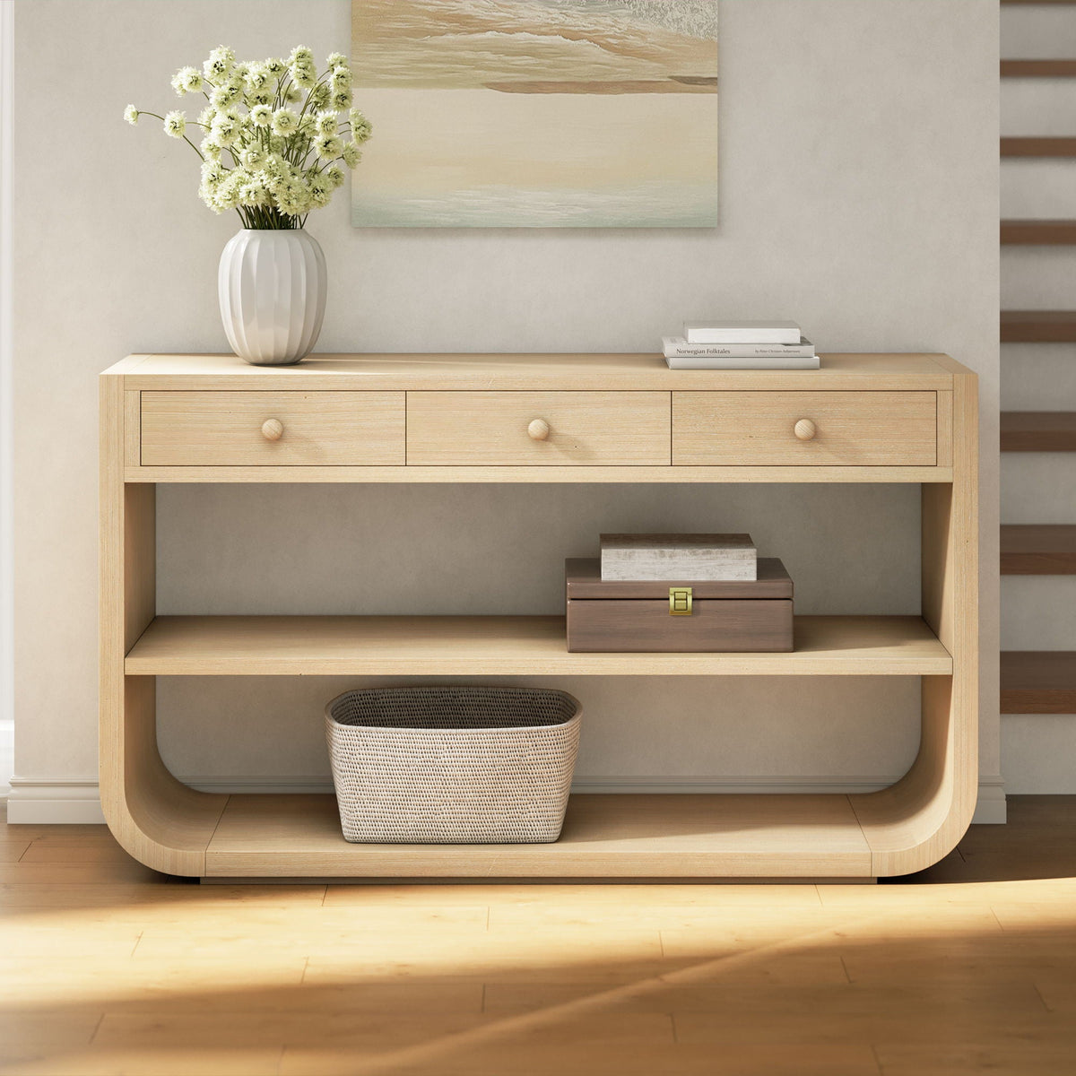 Console Table With 3 Soft Close Drawers & 2 Open Shelves, photo 10 of 40