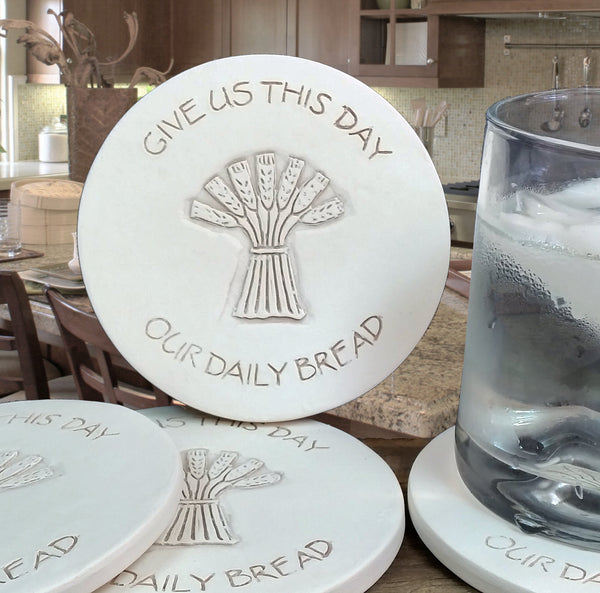 Daily Bread Drink Coasters, installed in a room