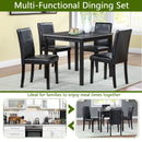 5 Piece Wooden Dining Table Set, Kitchen Table Set with a Square Table and 4 Upholstered Chairs, Wooden Dining Room Table with Crystal Decoration and Chairs Set for Kitchen, Dining Room, Black