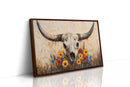 Longhorn Skull with Wildflowers