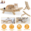 5 Changeable Forms Cardboard Cat Scratcher Double-Sided Cat Scratching Pad With Solid Wood Structure Indoor Reversible Cat Scratcher Lounge
