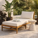 Cape Outdoor Acacia Chaise Lounge with Rope Woven