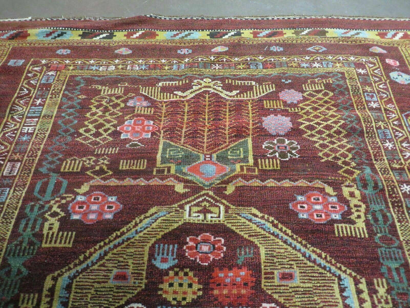 4' X 6' Antique Handmade Caucasian Shirvan Russian Armenian Wool Rug Colorful