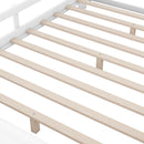 Wood Platform Bed With Built In LED Light, Storage Headboard And Guardrail