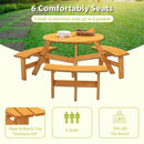 6 Person Circular Outdoor Wooden Picnic Table For Patio, Backyard, Garden, Diy With 3 Built-In Benches, 1720Lb Capacity by HouseOfZazla