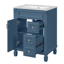 Bathroom Vanity With Ceramic Sink, Compact Cabinet With 2 Drawers And Adjustable Shelf - Blue by HouseOfZazla