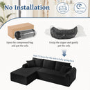 Modular Sectional With Arched Armrests, Includes 3 Back Cushions & 2 Throw Pillows by HouseOfZazla