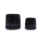 Handmade Ceramic Flower Pot with Groove Pattern