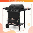 39 000 BTU Outdoor Burner Propane Gas Grill on Wheels-Black by LJGDeals