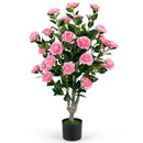 Artificial Camellia Tree 39.5" with Cement Pot by LJGDeals
