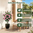 Artificial Camellia Tree 39.5" with Cement Pot by LJGDeals