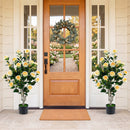 Artificial Camellia Tree 39.5" with Cement Pot by DirectDeals