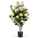 Artificial Camellia Tree 39.5" with Cement Pot by LJGDeals