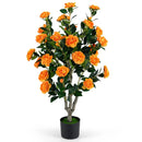 Artificial Camellia Tree 39.5" with Cement Pot by DirectDeals