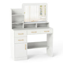 39.5 Inch Vanity Desk with Power Outlets and Mirror for Bedroom-White by LJGDeals